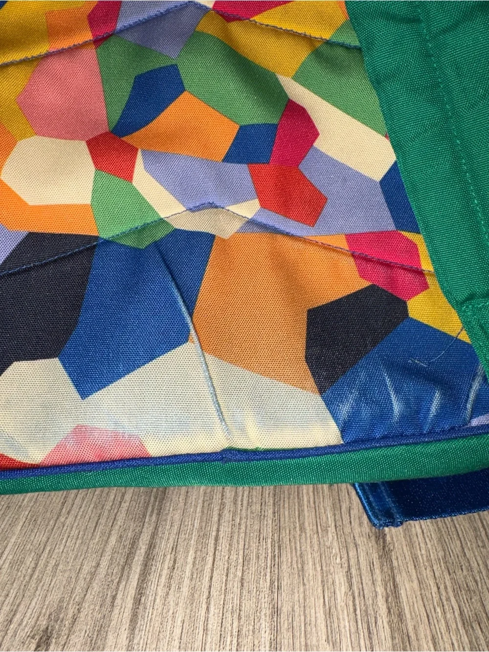 Vera Bradley Green Backpack with Multicolor Geometric Front Pocket